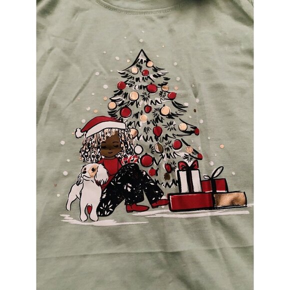 NWT Tahari Girl Christmas Tree Girl's Outfit 3 PC Shirt/Legging/Hair Tie Size 7 - Picture 3 of 5